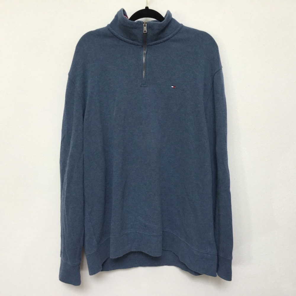 Tommy Hilfiger Men's Blue Quarter Zip Sweater